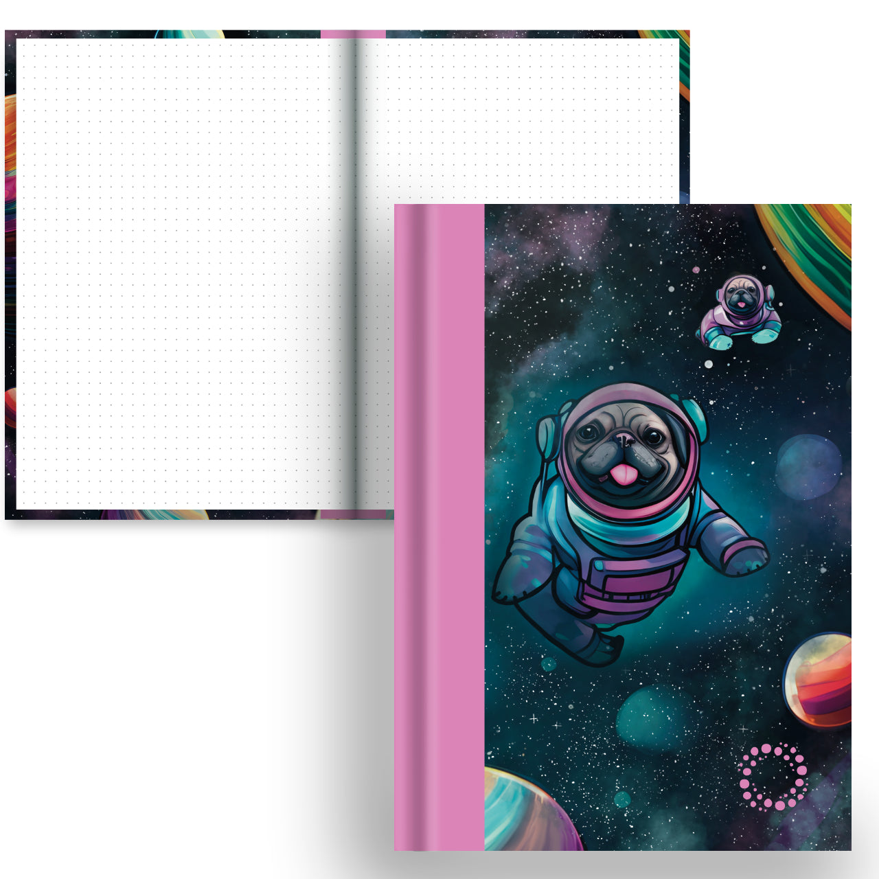 Astro Pugs - A5 Hardback Notebook