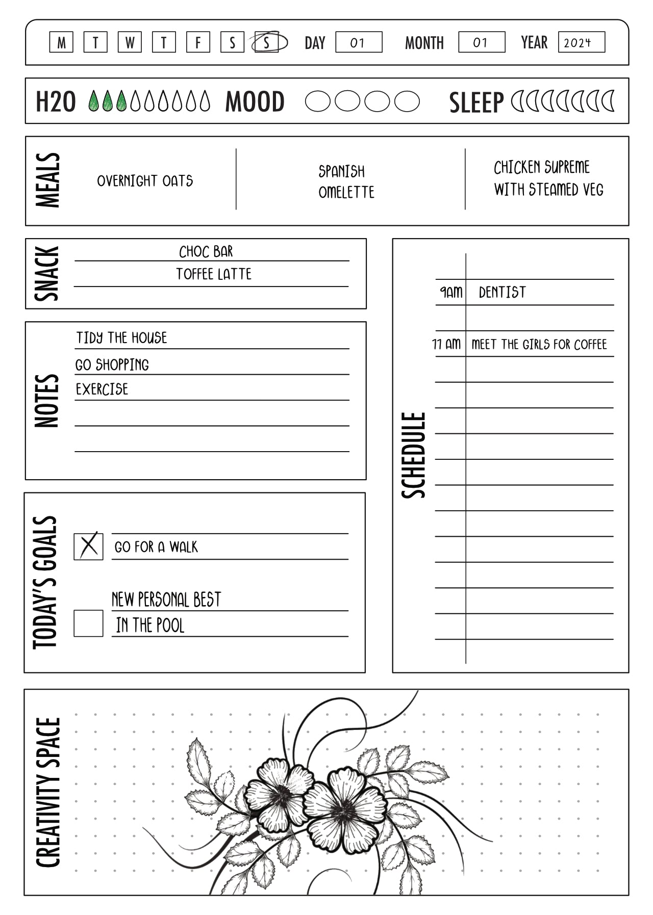 Daily Planner - A4 Printable sheet