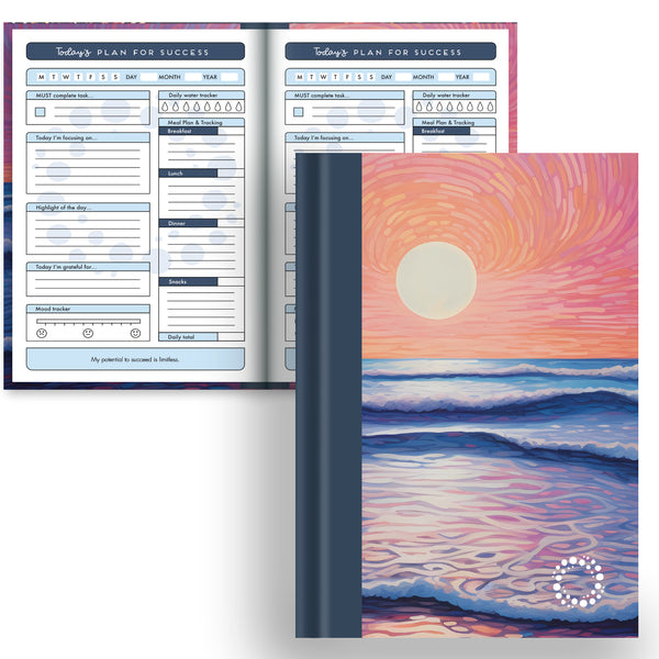 Tidal notebook with affirmation theme layout