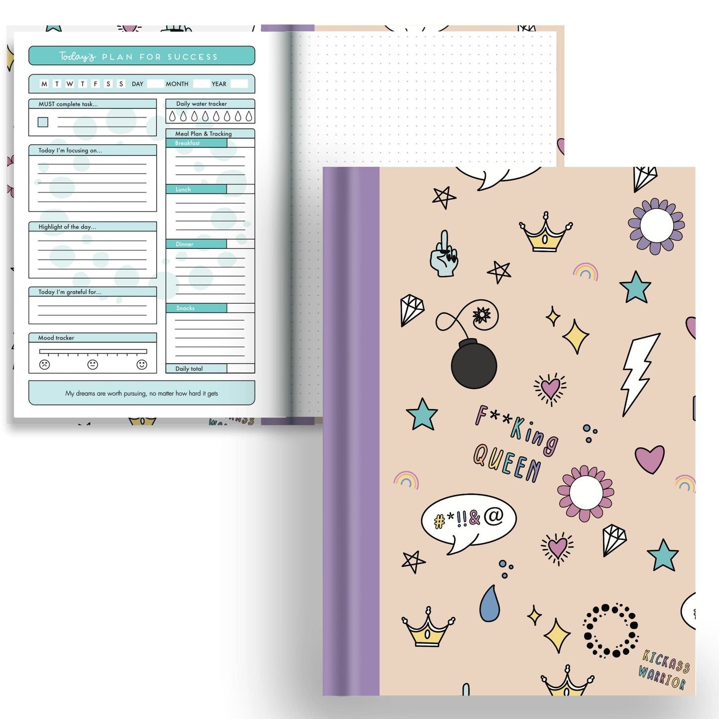 DayDot Journals A5 Notebook Affirmation Planner Inner Fire — Prude - A5 Hardback Notebook