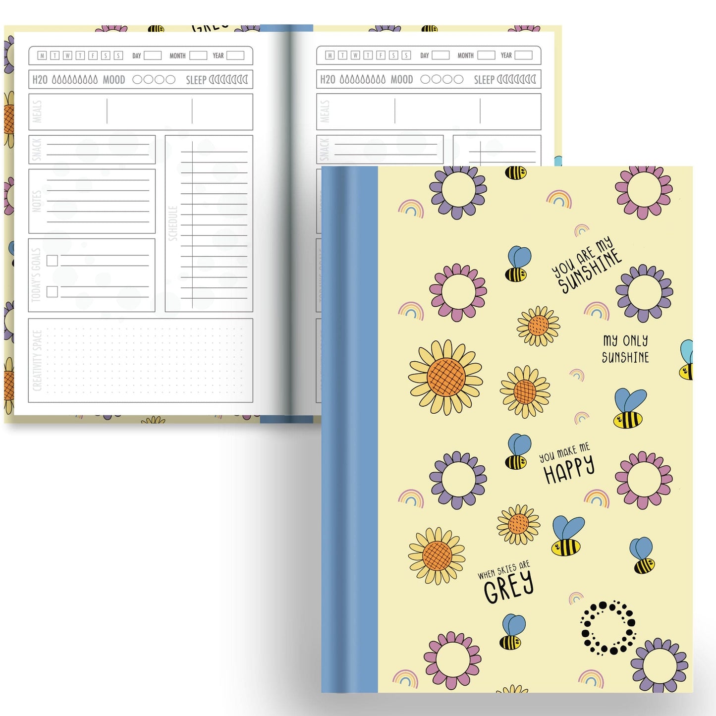 DayDot Journals A5 Notebook Daily Planner Bee Happy -  A5 Hardback Notebook