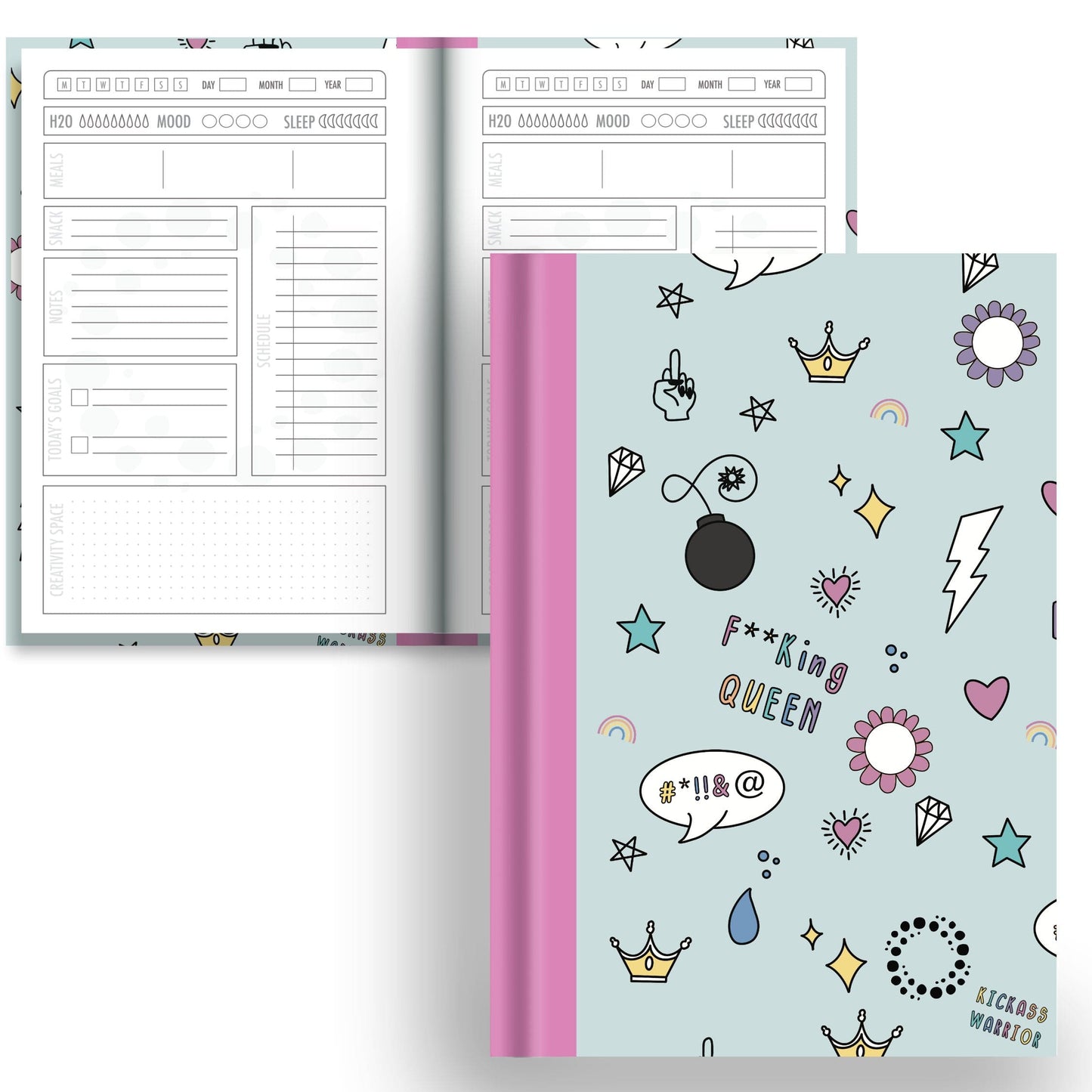 DayDot Journals A5 Notebook Daily Planner Inner Fire — Rude - A5 Hardback Notebook