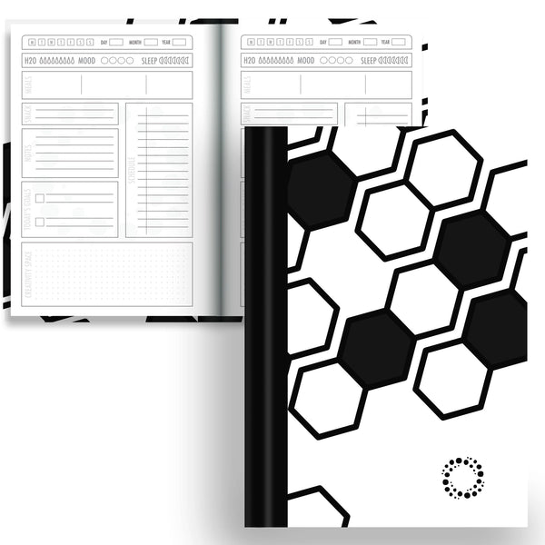 DayDot Journals A5 Notebook Daily Planner Monochrome -  A5 Hardback Notebook