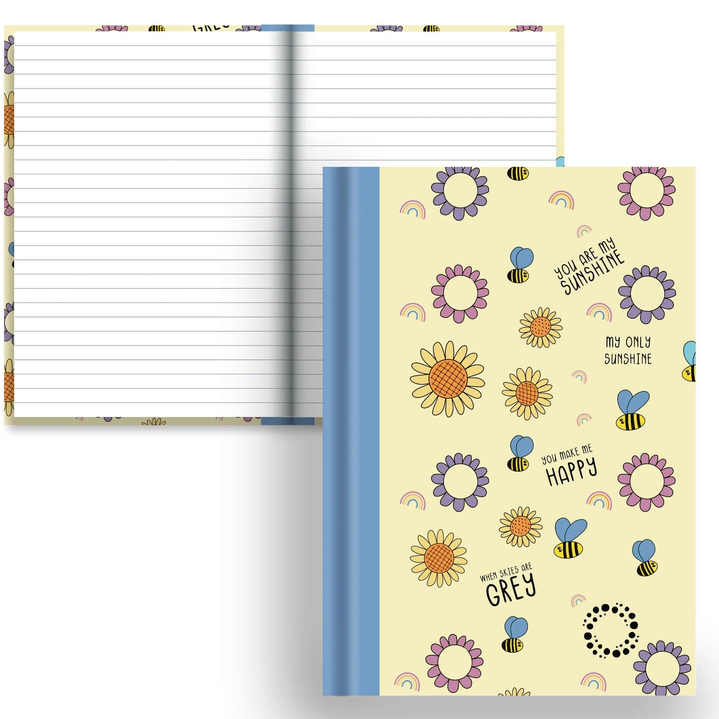 DayDot Journals A5 Notebook Lined Paper Bee Happy -  A5 Hardback Notebook
