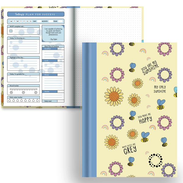DayDot Journals A5 Notebook Motivational Planner Bee Happy -  A5 Hardback Notebook