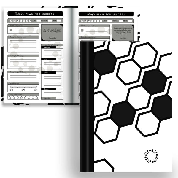 DayDot Journals A5 Notebook Motivational Planner Monochrome -  A5 Hardback Notebook