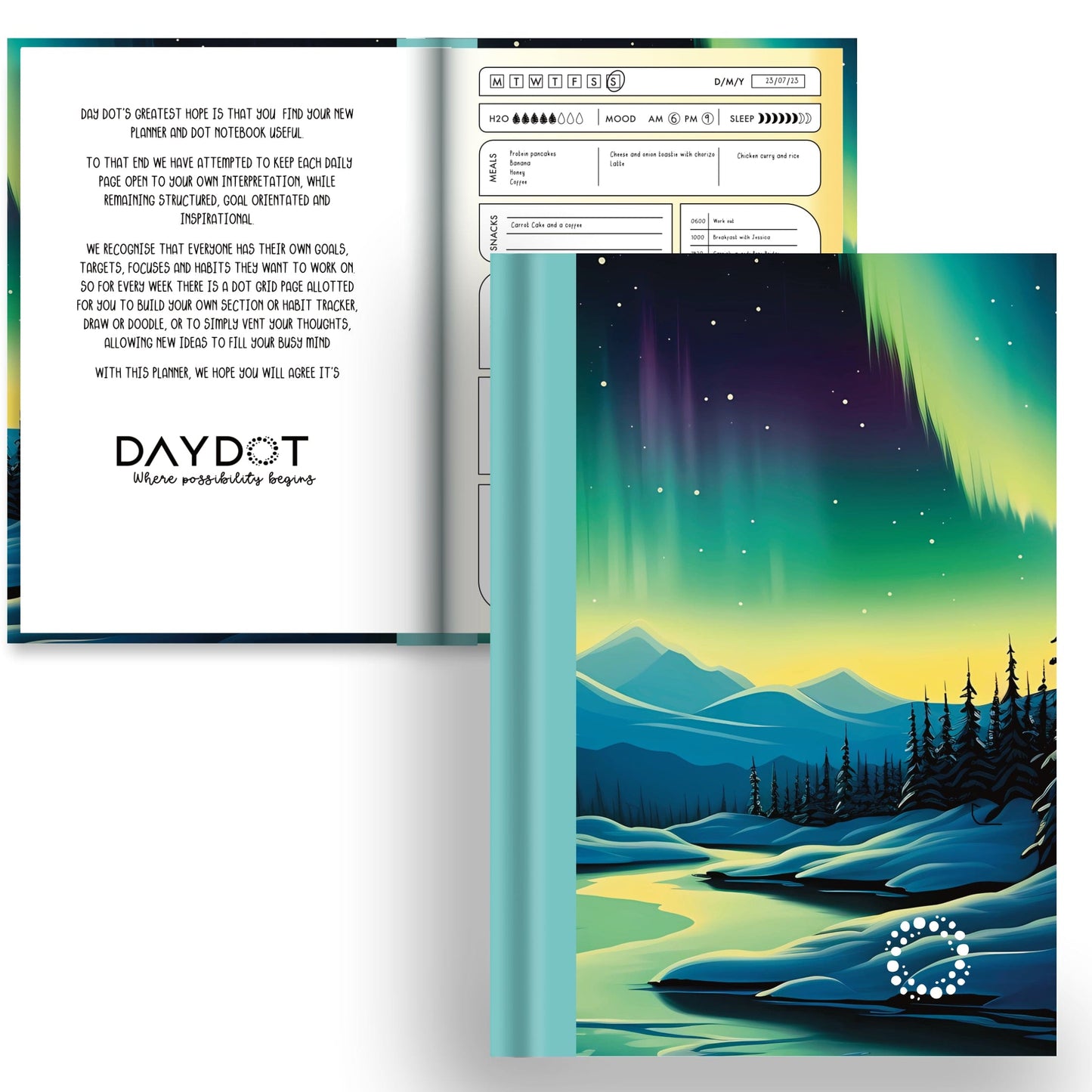 DayDot Journals A5 Notebook Planner & Dot Aurora - A5 Hardback Notebook